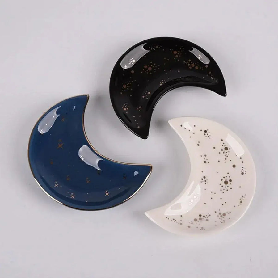 Moon Shaped Decorative Plate Fruit Tray Jewelry Storage Rack Dip Saucer for Home - 06