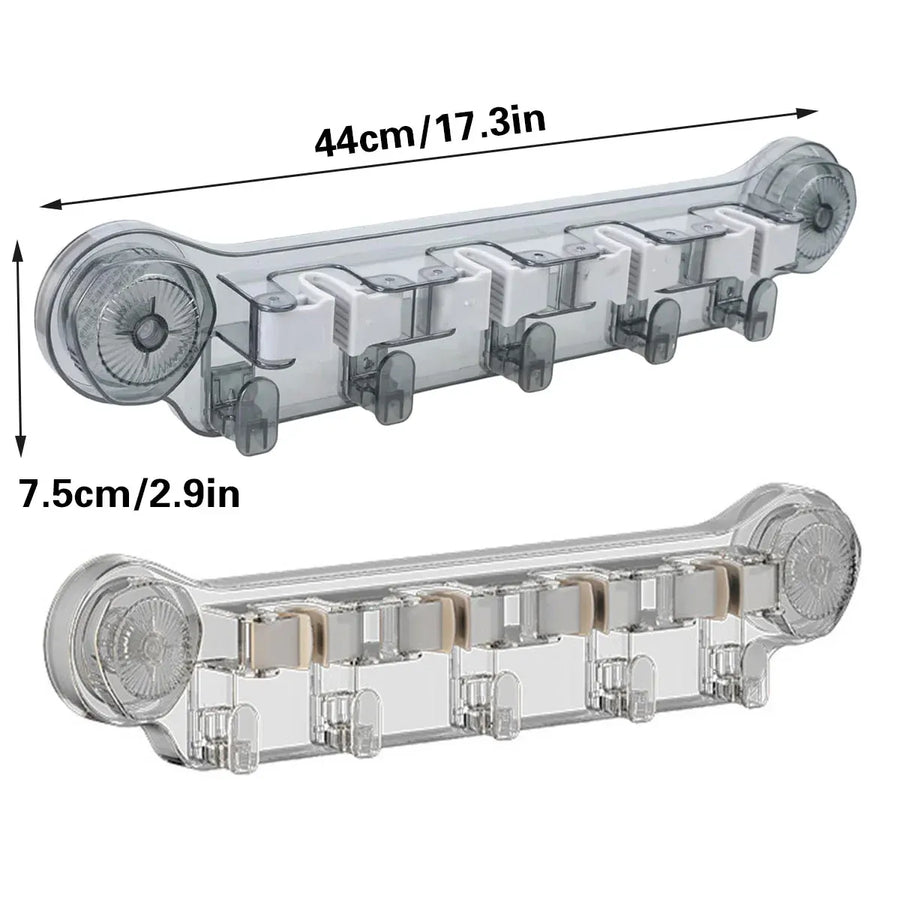 Wall-mounted Mop Fixing Rack Universal Model Strong Suction Cup Bathroom Rack - Transparent