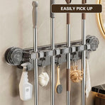 Wall-mounted Mop Fixing Rack Universal Model Strong Suction Cup Bathroom Rack - Transparent