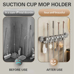 Wall-mounted Mop Fixing Rack Universal Model Strong Suction Cup Bathroom Rack - Transparent