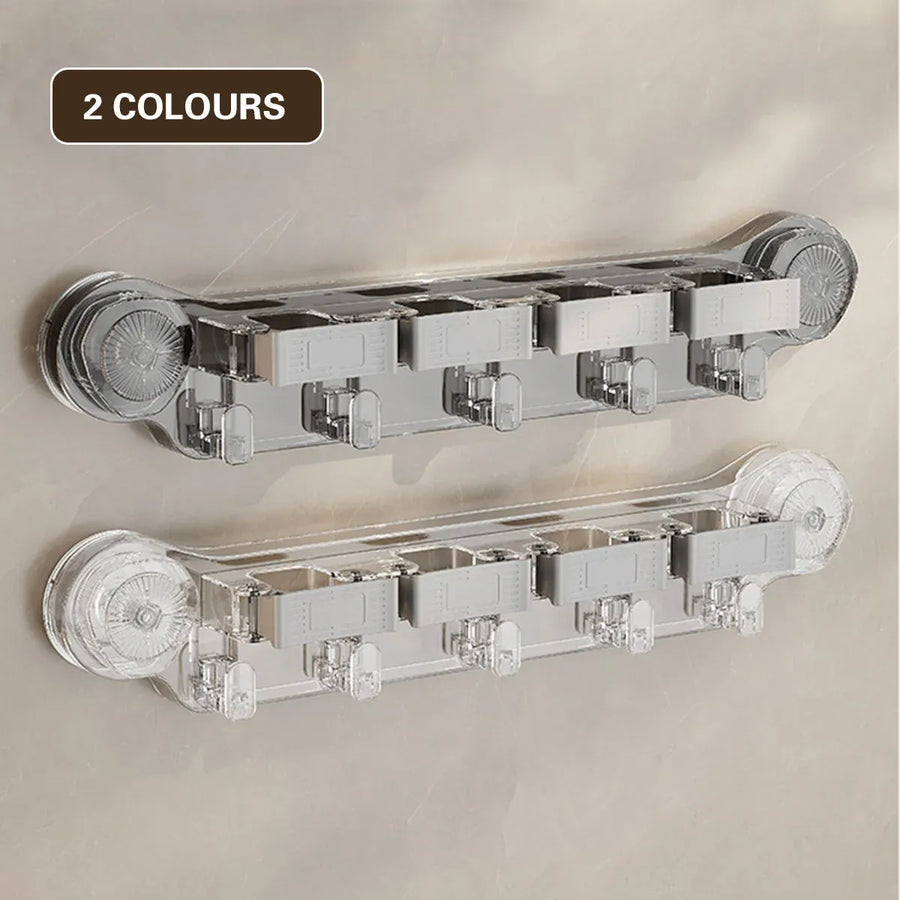 Wall-mounted Mop Fixing Rack Universal Model Strong Suction Cup Bathroom Rack - Transparent