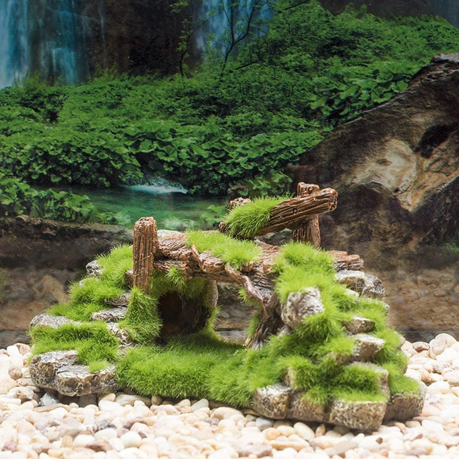 1-Piece Resin Moss Bridge Aquarium Decoration