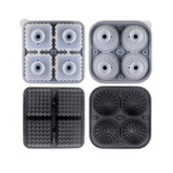 2PCS Silicone Ice Cube Tray Round and Square Ice Ball Maker for Whiskey Cocktails - Black