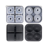2PCS Silicone Ice Cube Tray Round and Square Ice Ball Maker for Whiskey Cocktails - Black - Rear View