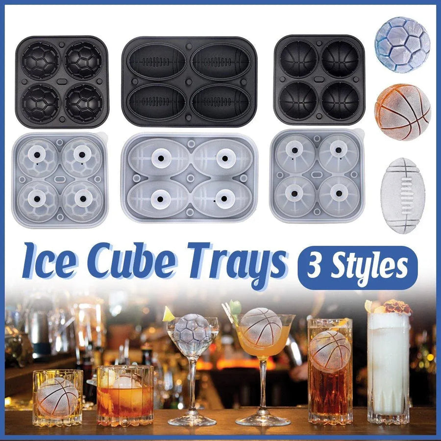 Silicone Ice Cube Mold Large Ice Ball Maker with Lid for Cocktails and Drinks - Black-Basketball