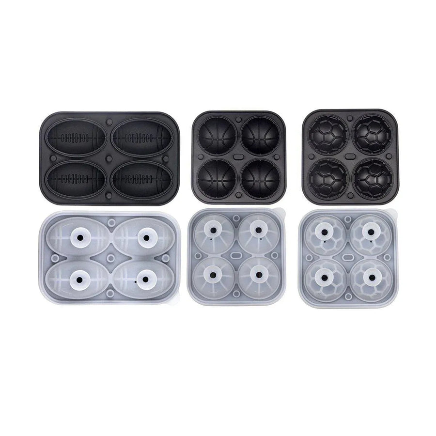 Silicone Ice Cube Mold Large Ice Ball Maker with Lid for Cocktails and Drinks - Black-Basketball