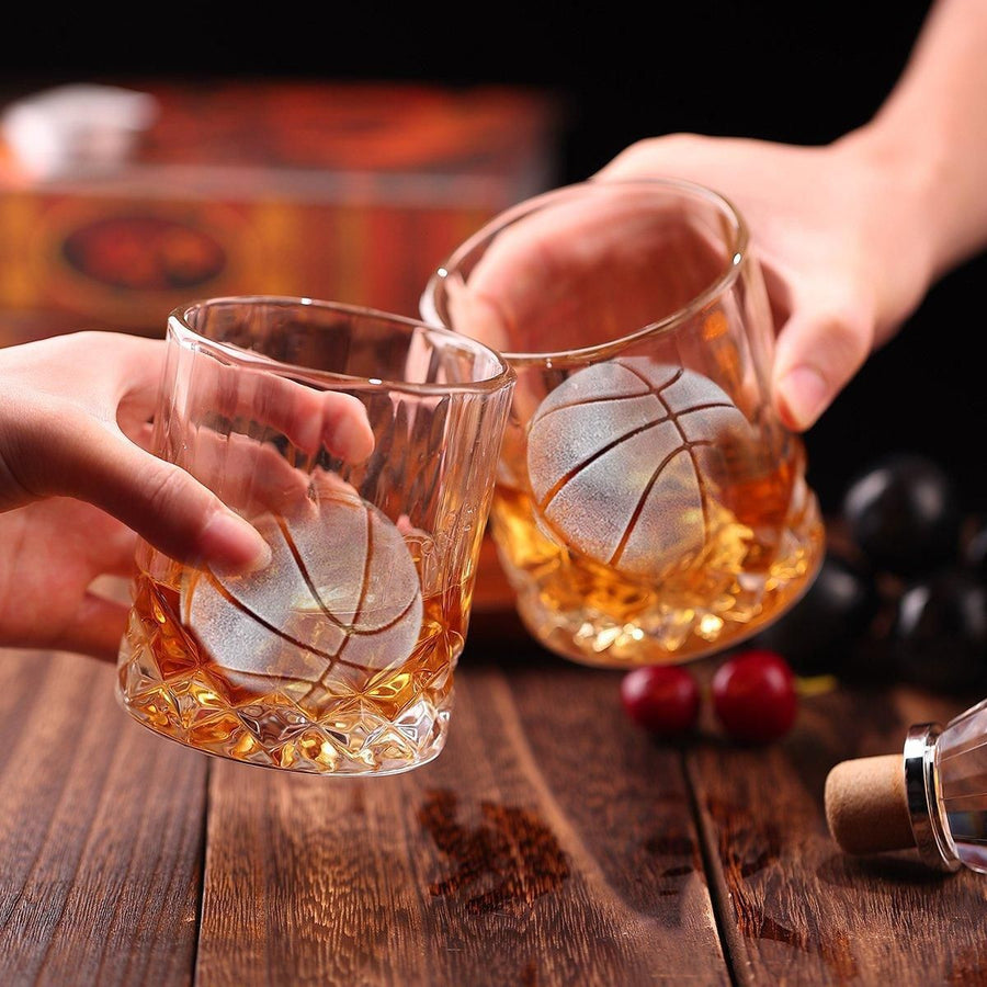 Silicone Ice Cube Mold Large Ice Ball Maker with Lid for Cocktails and Drinks - Black-Basketball