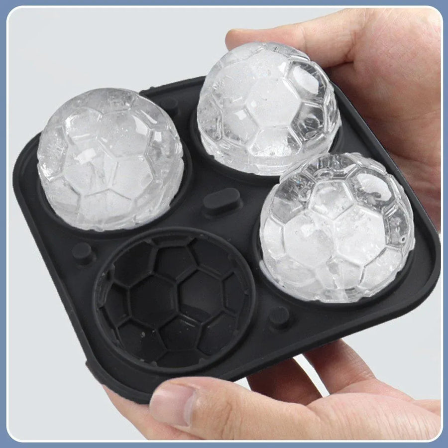 Silicone Ice Cube Mold Large Ice Ball Maker with Lid for Cocktails and Drinks - Black-Basketball