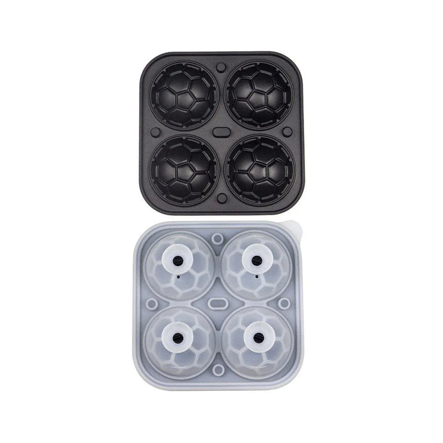 Silicone Ice Cube Mold Large Ice Ball Maker with Lid for Cocktails and Drinks - Black-Basketball