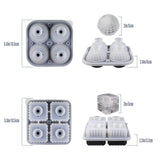 2PCS Silicone Ice Cube Tray Round and Square Ice Ball Maker for Whiskey Cocktails - Grey
