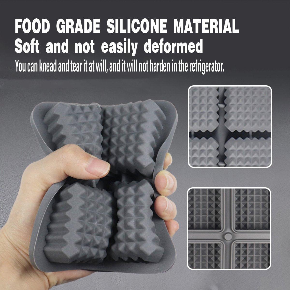 2PCS Silicone Ice Cube Tray Round and Square Ice Ball Maker for Whiskey Cocktails - Grey