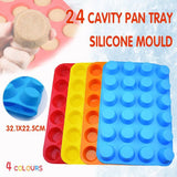 24 Cavity Pan Tray Silicone Mini Cupcake Cookie Baking Mold Au - Orange