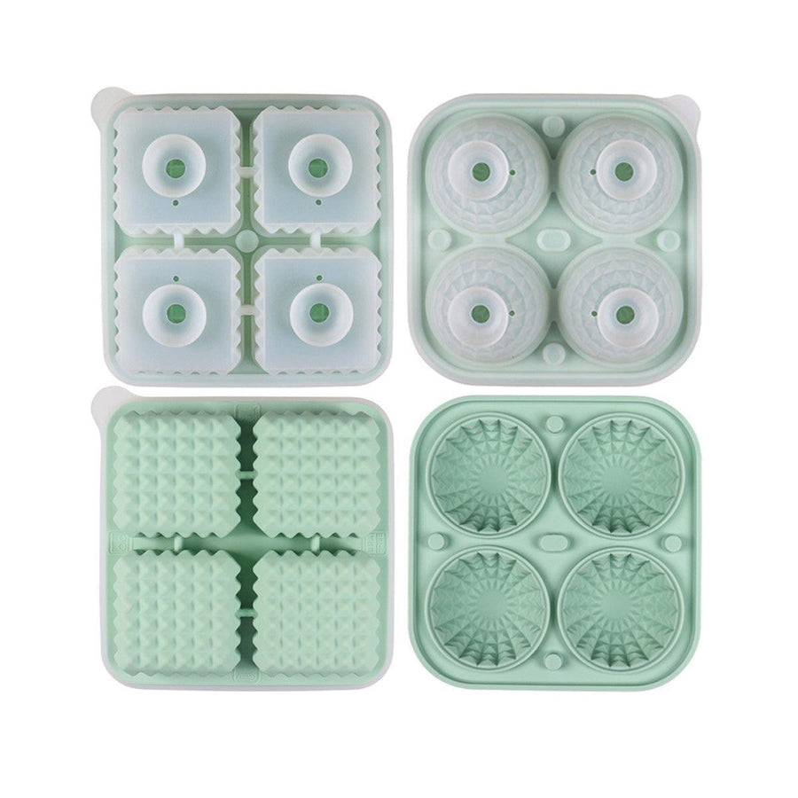 2PCS Silicone Ice Cube Tray Round and Square Ice Ball Maker for Whiskey Cocktails - Pink