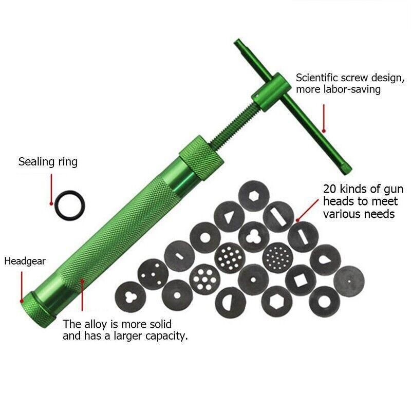 Polymer Clay Gun Extruder Sculpey Sculpting Tool with 20 Discs Cake Tool Craft