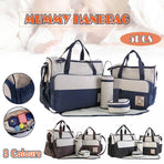 5Pcs Travel Nappy Bag Set with Shoulder Tote and Changing Organiser Bags - Black