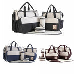 5Pcs Travel Nappy Bag Set with Shoulder Tote and Changing Organiser Bags - Black