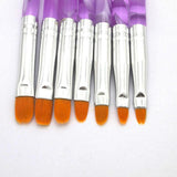 7Pcs Round Head Uv Gel Nail Acrylic Brush Hair Size No.2-14 Good For Starter Pen