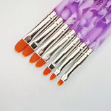 7Pcs Round Head Uv Gel Nail Acrylic Brush Hair Size No.2-14 Good For Starter Pen