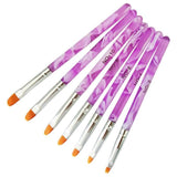 7Pcs Round Head Uv Gel Nail Acrylic Brush Hair Size No.2-14 Good For Starter Pen