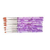 7Pcs Round Head Uv Gel Nail Acrylic Brush Hair Size No.2-14 Good For Starter Pen