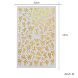 3D Nail Butterfly Design Sticker Decor Decal Holographic Laser Nail Art Sticker - Gold L-02 - 45-Degree Angle