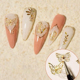 3D Nail Butterfly Design Sticker Decor Decal Holographic Laser Nail Art Sticker - Gold L-02