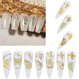 3D Nail Butterfly Design Sticker Decor Decal Holographic Laser Nail Art Sticker - Gold L-02 - Close-Up Angle