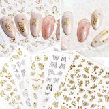 3D Nail Butterfly Design Sticker Decor Decal Holographic Laser Nail Art Sticker - Gold L-02 - Extra Image