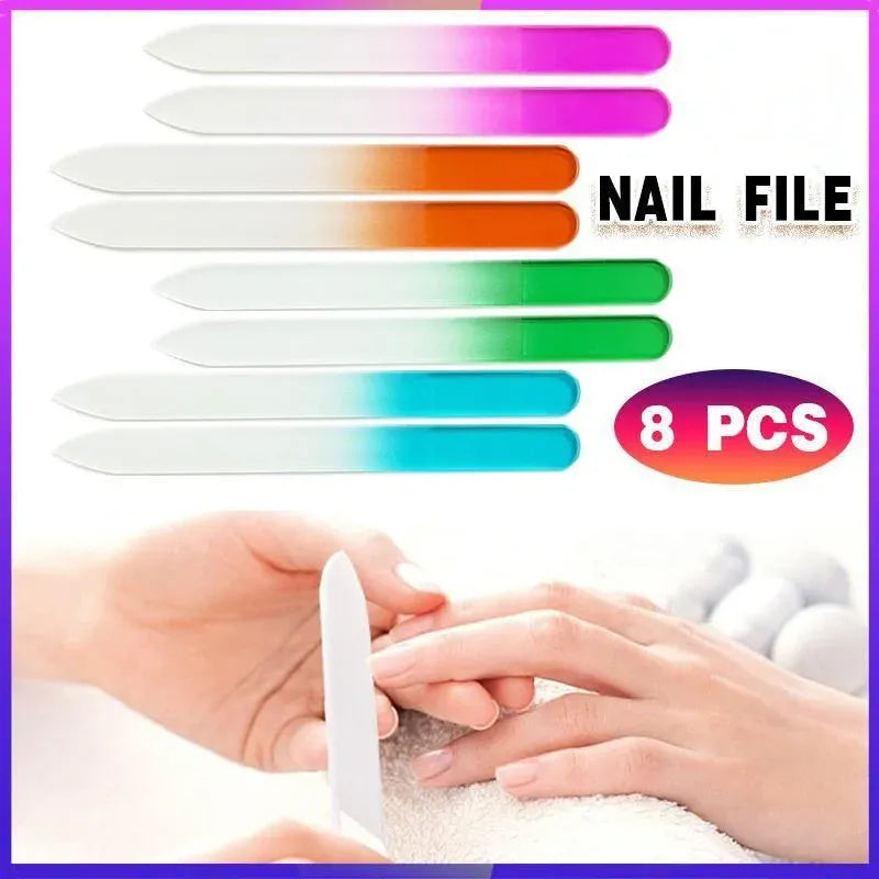 8X Durable Nail File Crystal Glass Buffer Art Files Manicure Device Acrylic Gel