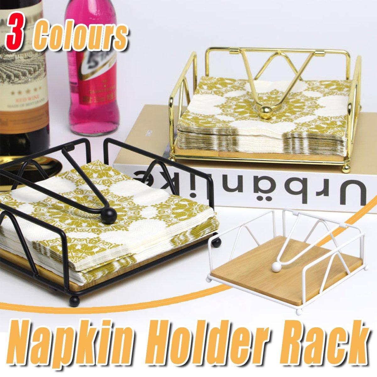 Steel Napkin Holder Serviette Rack Organiser Kitchen Serving Bar 3 Colours - Gold