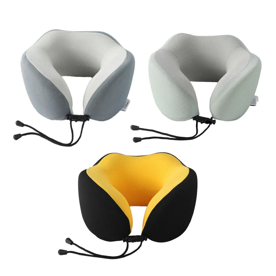 Memory Foam U Shaped Neck Pillow Travel Portable Office Nap Support Pillow - Black