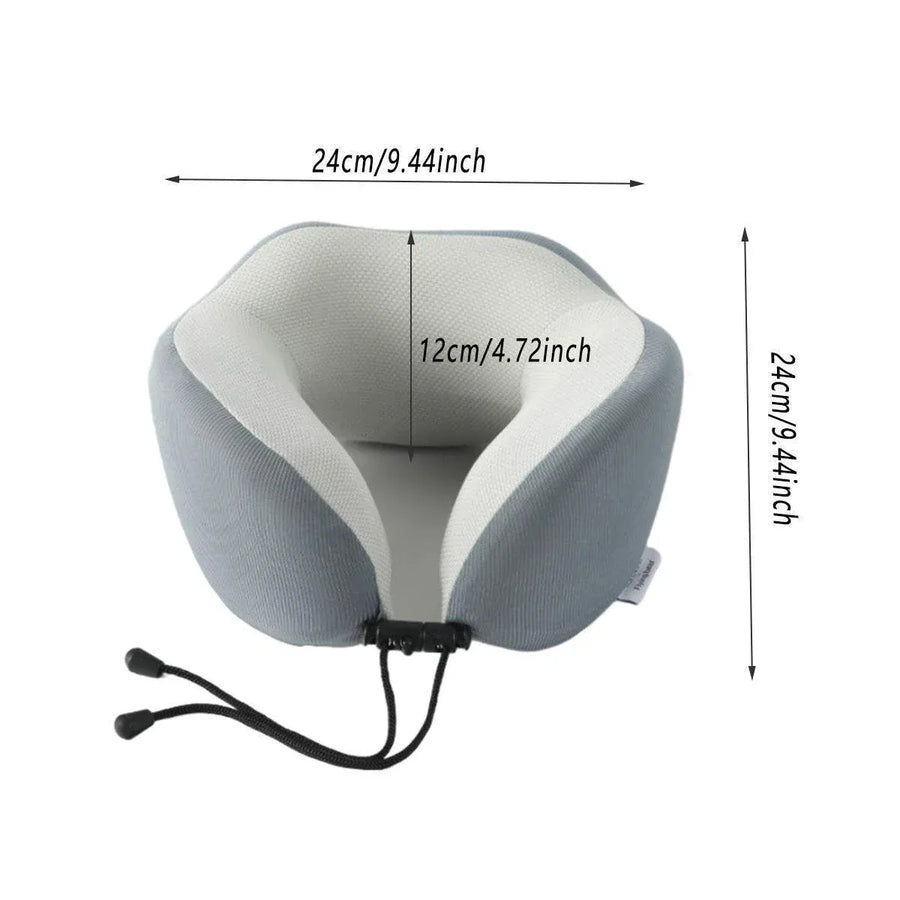 Memory Foam U Shaped Neck Pillow Travel Portable Office Nap Support Pillow - Black