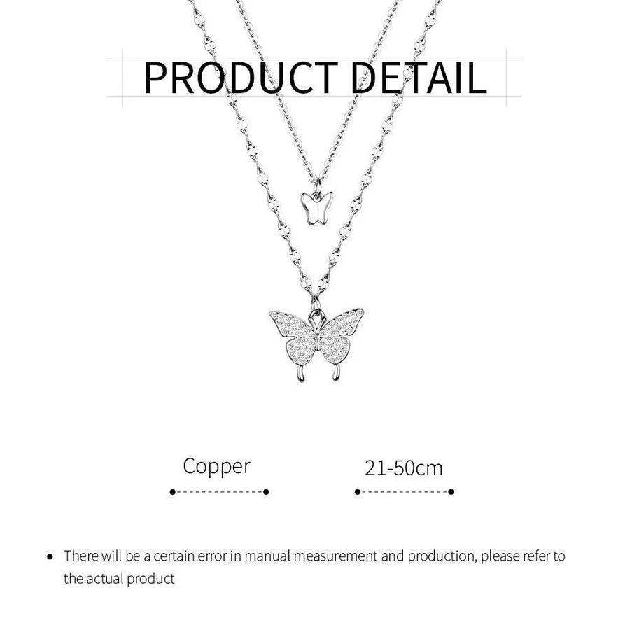 Butterfly Double Necklace Feminine Cold Wind Style Collarbone Chain Jewelry