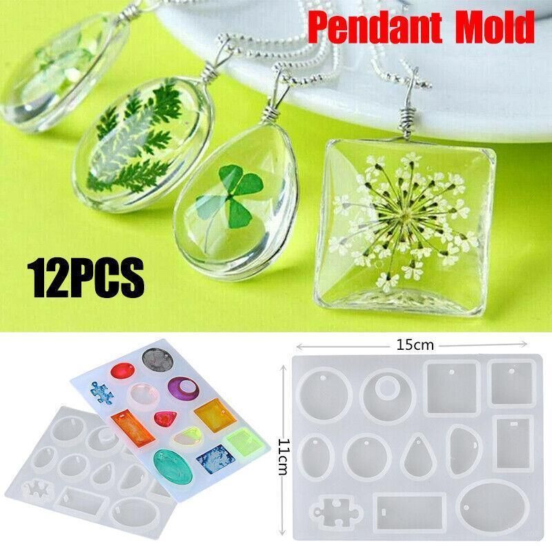 12 Silicone Moulds for DIY Jewellery Pendant Resin and Craft Making