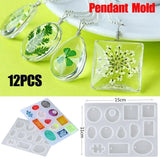 12 Silicone Moulds for DIY Jewellery Pendant Resin and Craft Making