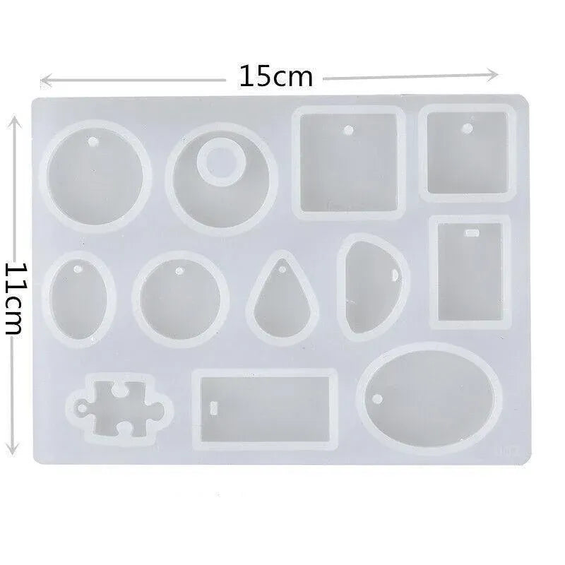 12 Silicone Moulds for DIY Jewellery Pendant Resin and Craft Making