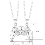 Matching Gamer Controller Necklace for Couples or Friends Pendant Gift Set - Gold and Silver