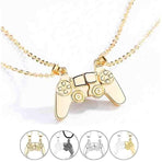 Matching Gamer Controller Necklace for Couples or Friends Pendant Gift Set - Gold and Silver