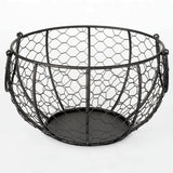 Egg Basket Fruit Storage Basket Blue Iron Basket Home Sundries Organiser Holder - Front View