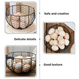 Egg Basket Fruit Storage Basket Blue Iron Basket Home Sundries Organiser Holder - Rear View