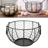 Egg Basket Fruit Storage Basket Blue Iron Basket Home Sundries Organiser Holder - Extra Image