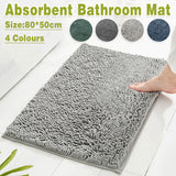 Anti-Slip Bathroom Mat Water-Absorbing Floor Mat Foot Mat Non-Slip Door Mat - Dark Grey - Top-Down View