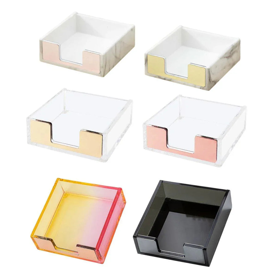 Large Desktop Sticky Note Box Organiser Office Supplies Storage Holder Drawer - Acrylic-Black