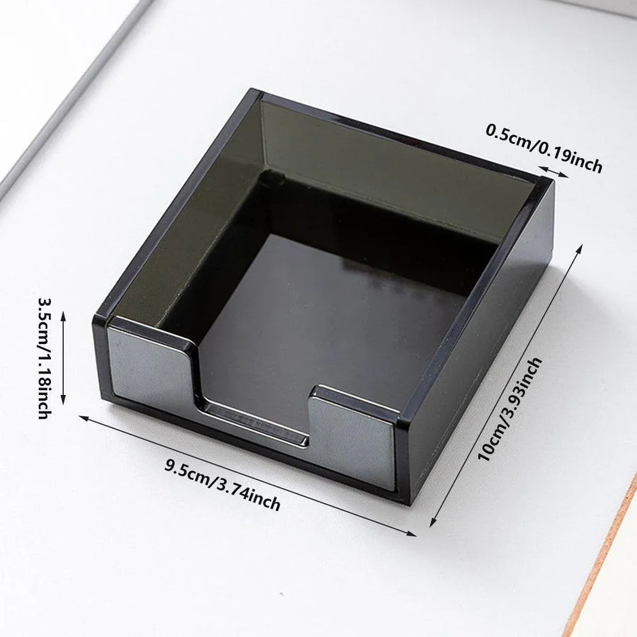 Large Desktop Sticky Note Box Organiser Office Supplies Storage Holder Drawer - Acrylic-Black