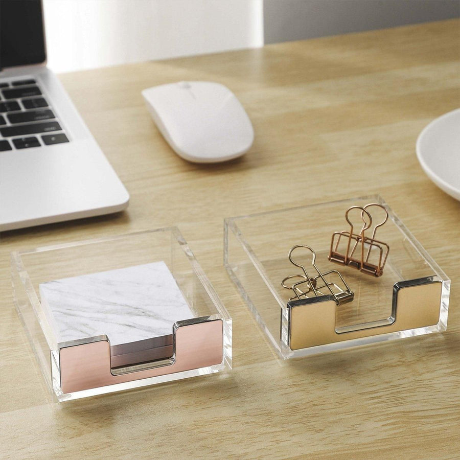 Large Desktop Sticky Note Box Organiser Office Supplies Storage Holder Drawer - Acrylic-Black