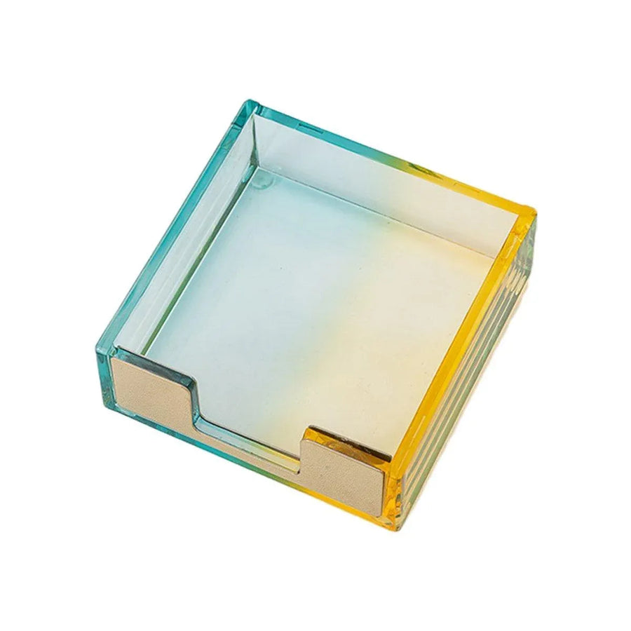 Large Desktop Sticky Note Box Organiser Office Supplies Storage Holder Drawer - Acrylic-Black
