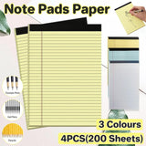 4PCS Tearable Lined Notepad Simple Design Colourful Memo Pad Notebook - Yellow