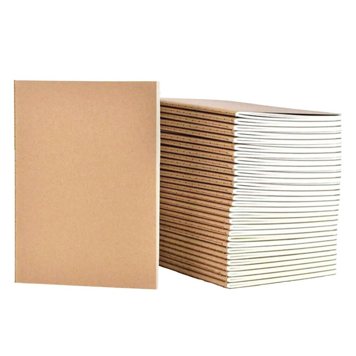 20pcs A5 Notebook Workbook Kraft Paper Notepad for School Office Writing Use