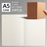 20pcs A5 Notebook Workbook Kraft Paper Notepad for School Office Writing Use - Top-Down View