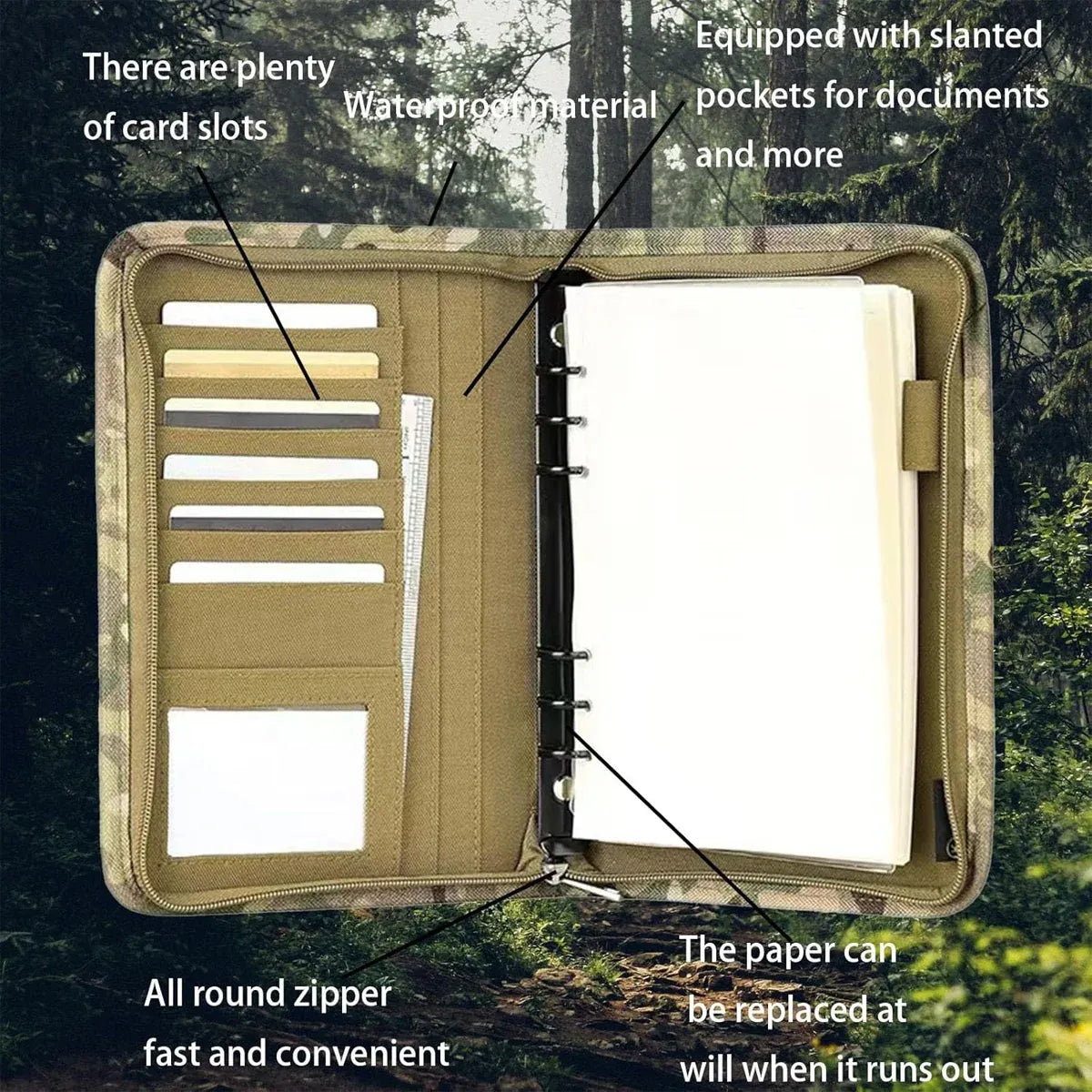 Outdoor Stationery Pouch Notebook Portable for Hiking Camping Travel